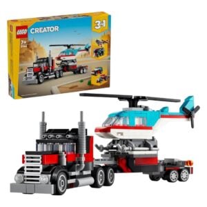 LEGO Creator 3-in-1 Flatbed Truck 31146 – Amazing Transforming Vehicle Toy with Helicopter, Jet And Car Carrier | Creative STEM Building Set for Kids 7+