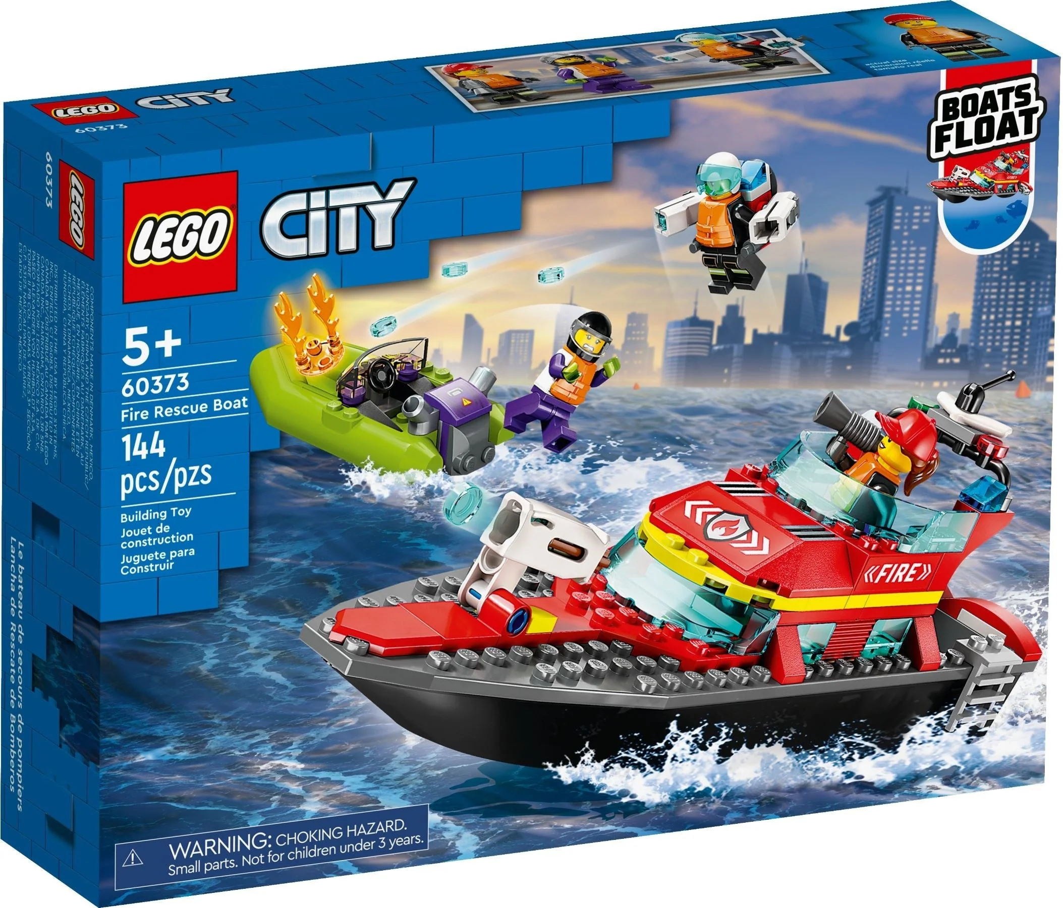 Lego City Fire Rescue Boat  | 60373 Buliding Blocks 144 Pcs For Kids | 5+Years