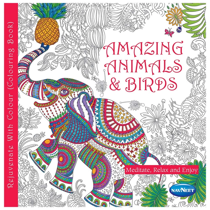 Navneet Amazing Animals and Birds Doodles Coloring Book | Rejuvenate With Color | Amazing Joyful Mandala Art for Kids ( Paperback ) | 6+Years