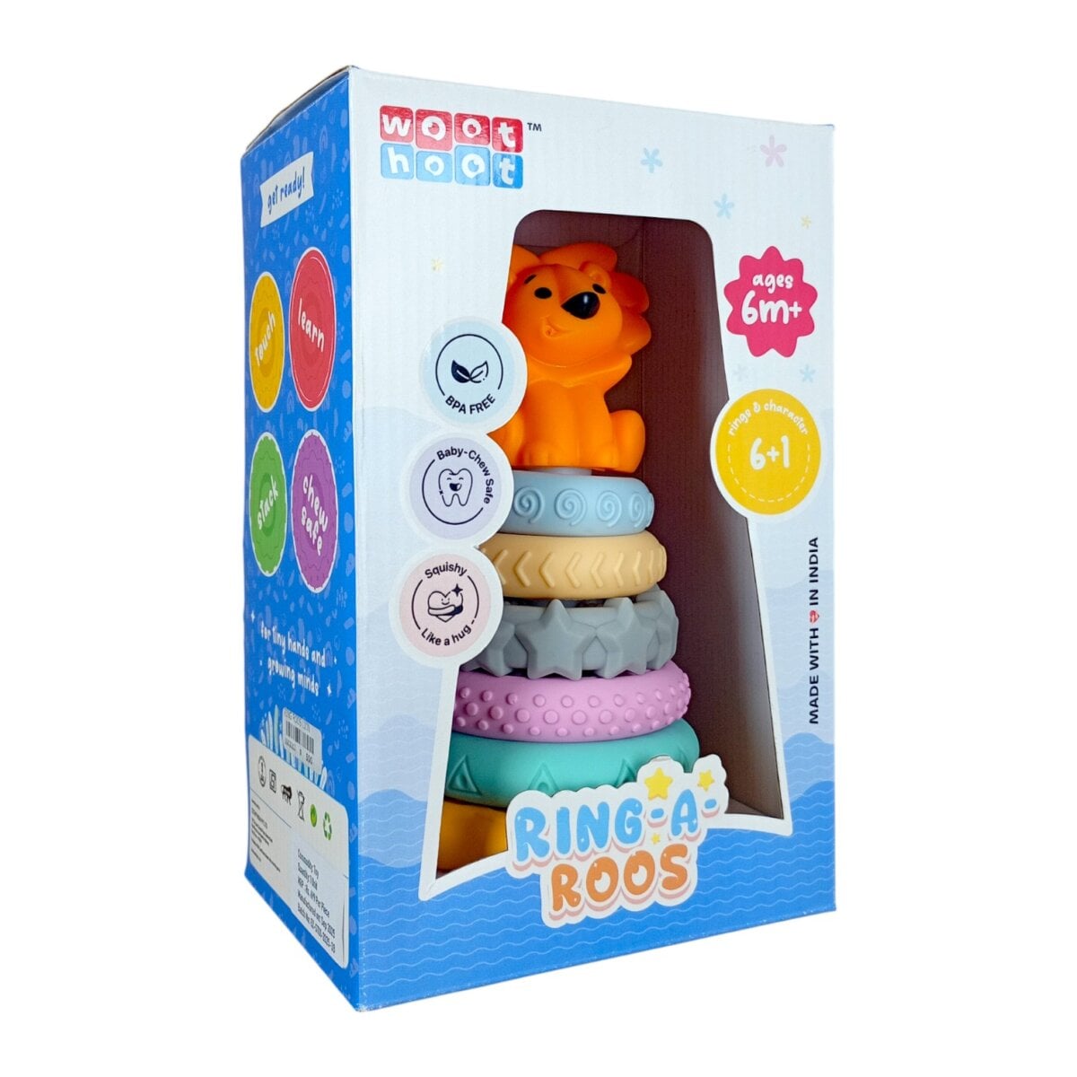 Ring A Roos Sensory Learning Rings And Teething Toy Set For Babies Touch Stack Chew Explore 6 Months 3 Ringaroos Sensory Learning Rings And Teething Toy Set For Babies | Multitexture Stacking And Chew Toys | Bpafree Safe Material | 6+ Months Ringaroos Sensory Learning Rings And Teething Toy Set For Babies | Multitexture Stacking And Chew Toys | Bpafree Safe Material | 6+ Months Image 2