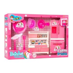 Sunny 27 Pieces Unicorn Kitchen Set | Plastic Kitchen Stand, Utensils and Fridge | Pretend Play Toy for Kids | 3+ Years