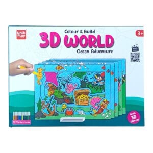 Unik Play 3D Ocean Adventure DIY Coloring Kit for Kids 3+ – Fun 5 Precut Sheets And Marker Pens Creative Art and Craft Activity Set