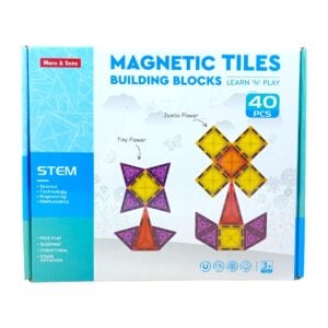 Maru and Sons 40pcs Magnetic Tiles Building Blocks toy for kids, Maru and Sons 40pcs Magnetic Tiles Building Blocks STEM construction set, Maru and Sons 40pcs Magnetic Tiles Building Blocks educational toy, Maru and Sons 40pcs Magnetic Tiles Building Blocks creative playset