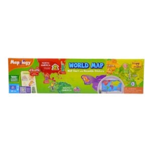 Mapology World Map Wall Chart – Fun Reusable Sticker Activity Map for Kids 5+ | Educational Geography Learning Chart with 100+ Stickers