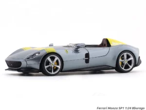 Ferrari Monza SP1 silver with Acrylic case 1:24 Bburago licensed diecast Scale Model car collectible Ultimate Display Toy for Collectors Kids 14+Year