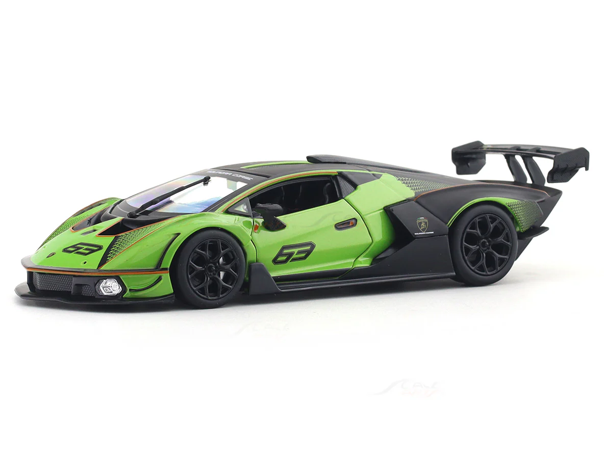 Lamborghini Essenza SCV12 1:24 Bburago with Acrylic Case Licensed Diecast Scale Model Car Collectible display model, Lamborghini Essenza SCV12 1:24 Bburago with Acrylic Case Licensed Diecast Scale Model Car Collectible side view, Lamborghini Essenza SCV12 1:24 Bburago with Acrylic Case Licensed Diecast Scale Model Car Collectible in acrylic box