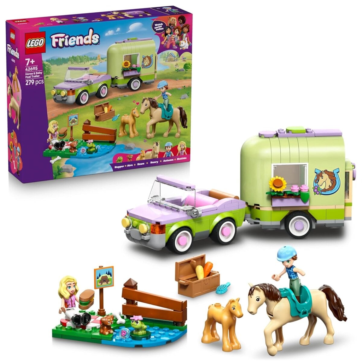 Lego Friends Horse And Baby Foal Trailer building set toy, Lego Friends Horse And Baby Foal Trailer animal playset, Lego Friends Horse And Baby Foal Trailer creative toy for kids, Lego Friends Horse And Baby Foal Trailer LEGO set
