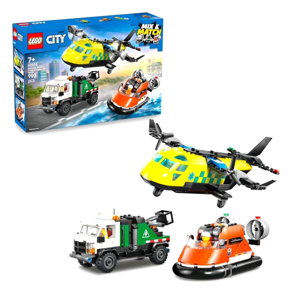 LEGO City Airplane Service Truck & Hovercraft Remix toy for kids, LEGO City Airplane Service Truck & Hovercraft Remix educational playset, LEGO City Airplane Service Truck & Hovercraft Remix learning toy