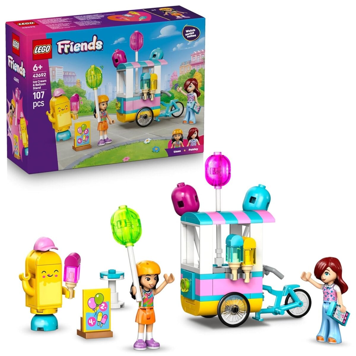 Lego Friends 42692 Ice Cream And Balloon Stand 107 Pcs | Fun Creative Building Set for 6+ Year Kids with Colorful Role Play Accessories