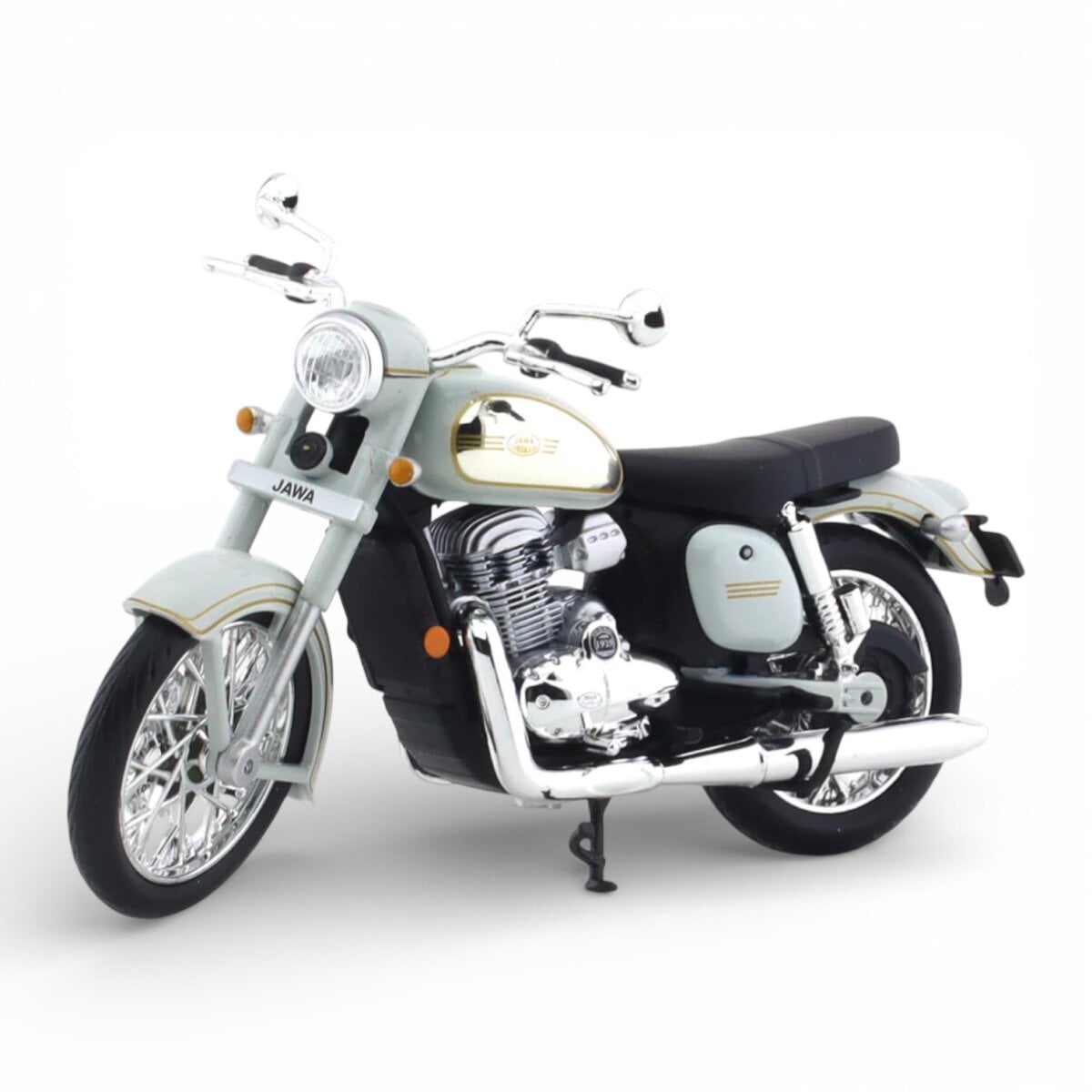 Maisto 1:18 Scale Die Cast Jawa Yezdi Classic Grey Motorcycle model, Maisto Jawa Yezdi grey diecast bike 1:18 scale, Maisto Jawa Yezdi Classic grey collectible motorcycle, Maisto 1:18 Jawa Yezdi model bike for collectors