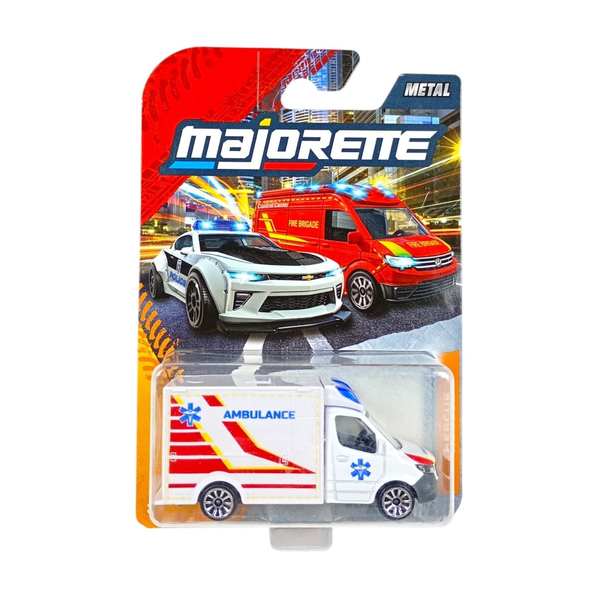 Majorette Rescue Ambulance Die-Cast Scale Model Ultimate Emergency Action Vehicle Toy for Kids 3+ with Free Wheels Role Play Fun
