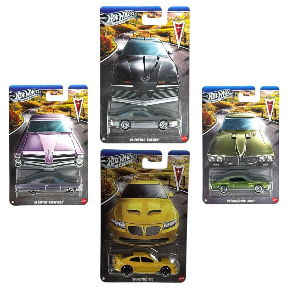 ホットウィール ポンティア GTO シルバー Hot Wheel 1:64 Scale 2026 Silver Series Pack Of 4pc Car Set | 65