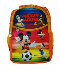 Mickey Mouse Print Sturdy School Bag With Bottle Holder And Small Compartments. For Kids Backpack 18' Inch | 3+Years