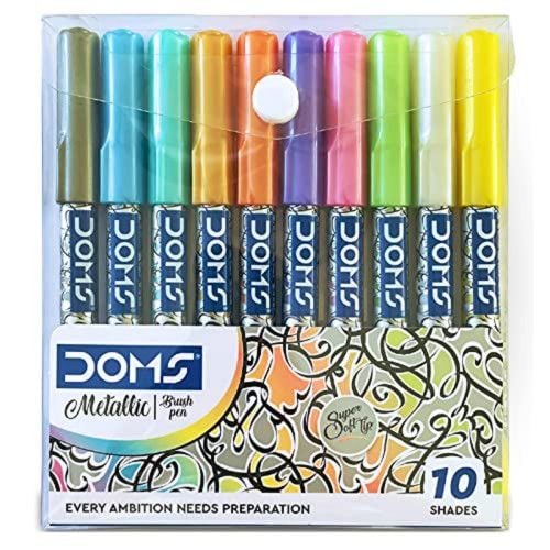 Buy DOMS Brush pen 10 shades Metallic Add a Sparkle to Every Stroke  4+Years for Online In India • Kheliya Toys
