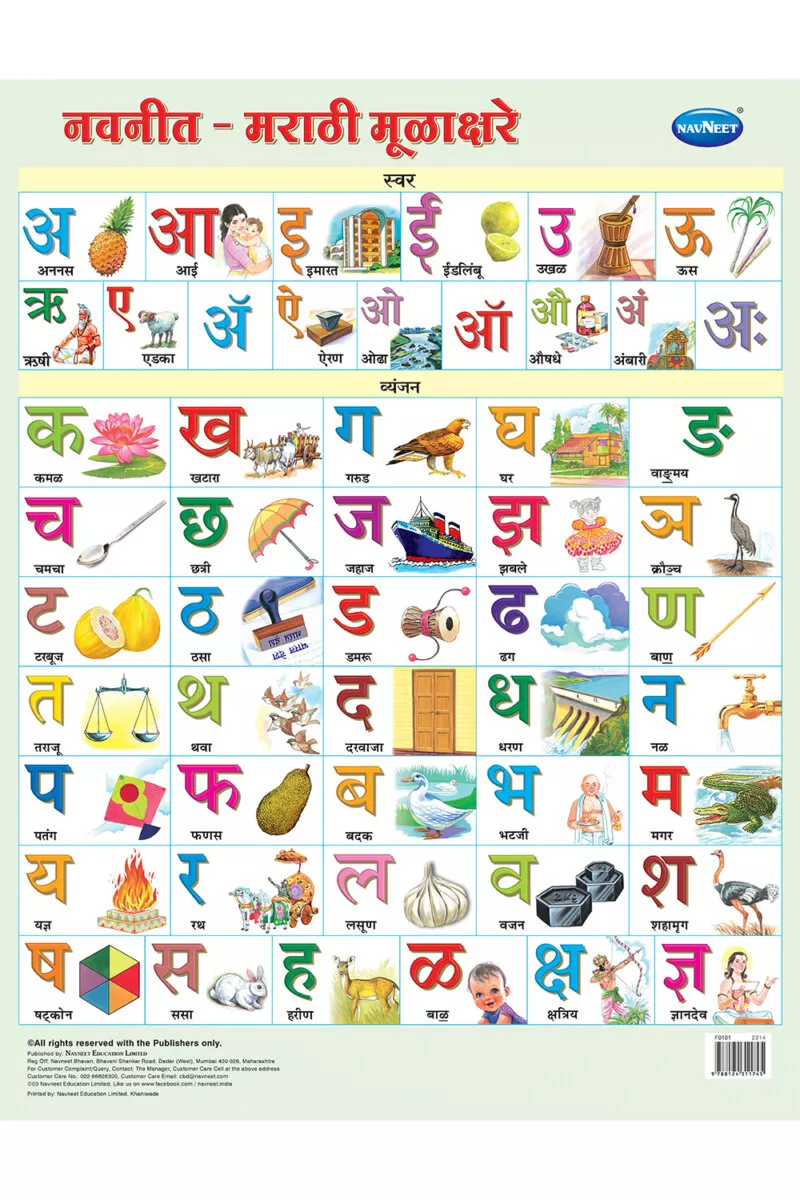Navneet Big Wall Chart  Marathi Mulakshare | Educational Alphabet Chart for Kids | 2+ Years