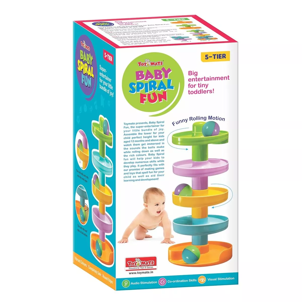 Toymate Baby Spiral Fun – 5-Tier Ball Drop Toy | Educational Activity Playset for Infants and Toddlers | 1+ Years