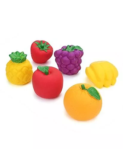 Ratna's 6 Pcs Squeezy Fruit Set For Kids | Non Toxic Phthalate Free | 3+ Months.