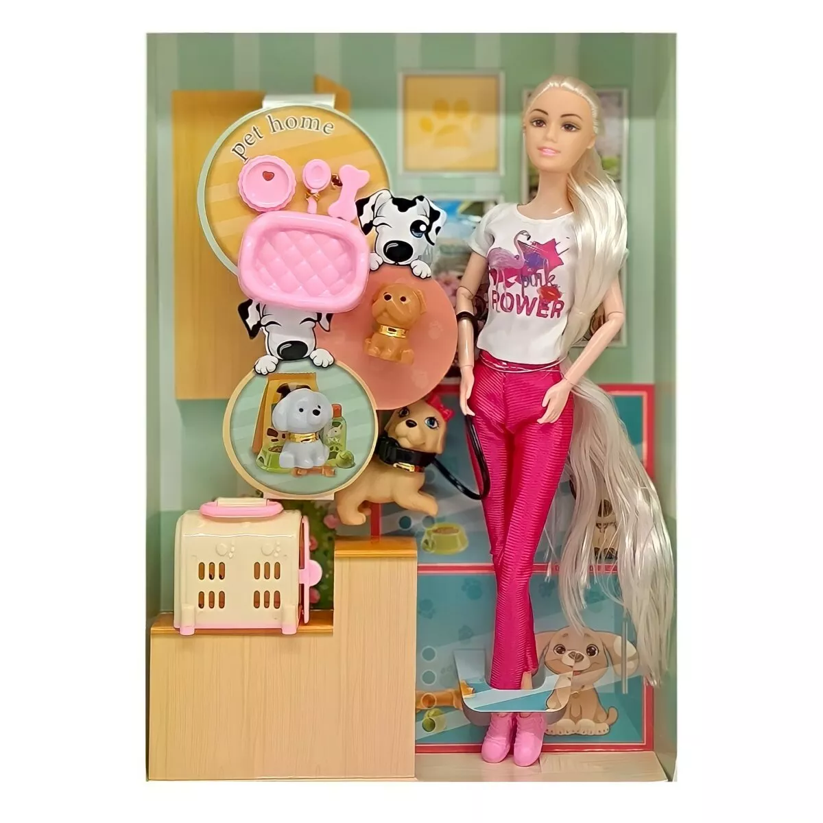 KV Impex Happy Pet Doll Set with Accessories | Foldable Doll with Pet, 29 cm for Kids | 3+ Years