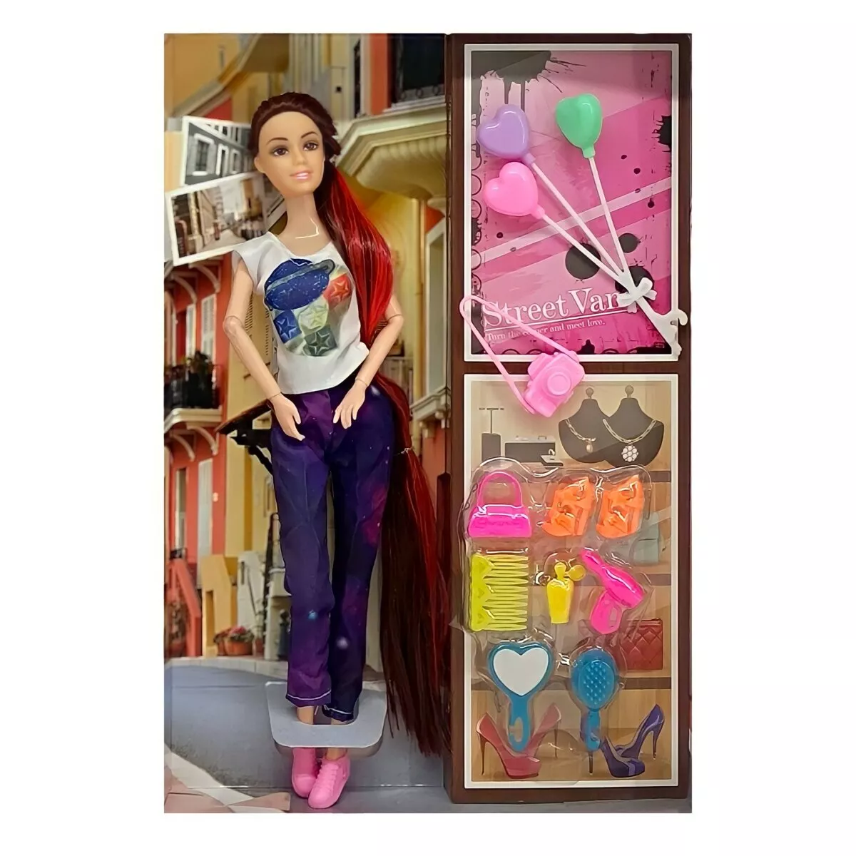 KV Impex Street Vane Vacation Doll Set with Accessories | Foldable Fashion Doll, 29 cm For Kids | 3+ Years