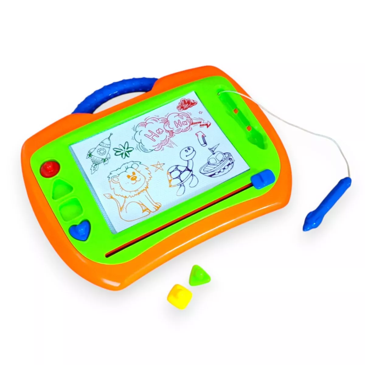 Color Doodle Fun Magnetic Writing Board with 4 Shape Stamps | Creative and Mess-Free Drawing for Kids | 4+ Years