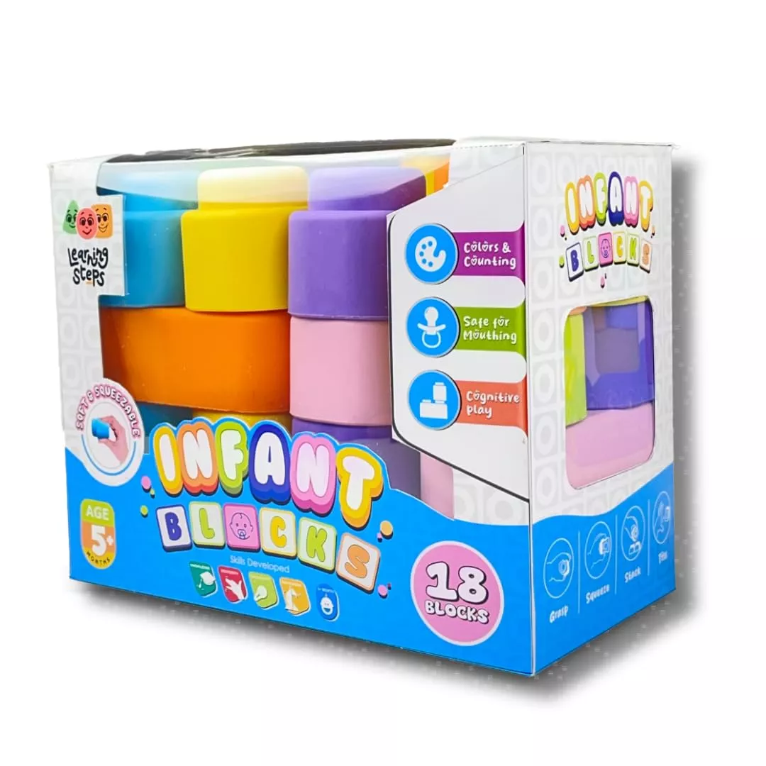 Zephyr Learning Steps 'INFANT BLOCKS' 18 Blocks | Colorful Educational Toy for Kids | 5+Months