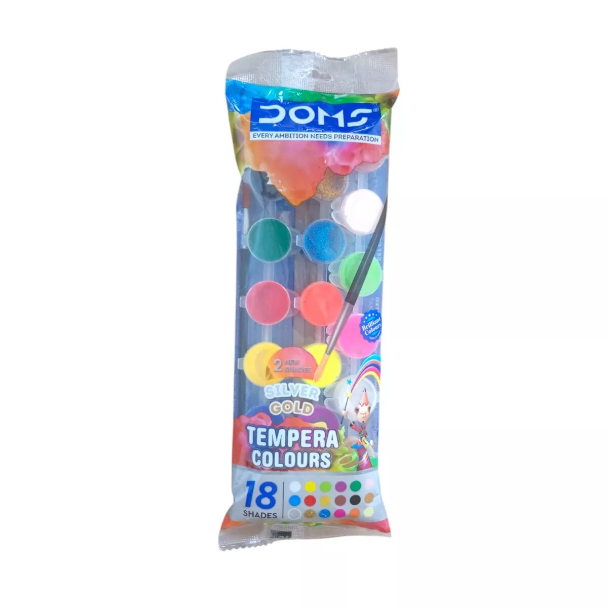 DOMS Tempera Colors 18 Shades Pouch Pack | Creates Transparent and Translucent Effect On Any Water Color Surface| 5+Year