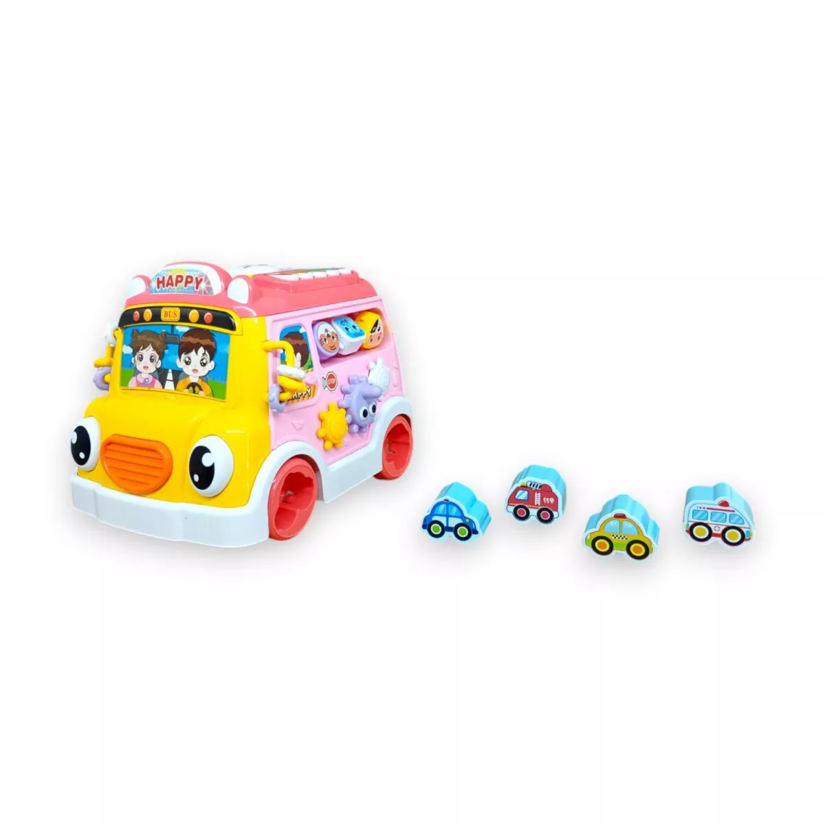 Cute Bus 'Electric Funny Bump and Go Car Toy With Light and Sound For Kids | 3+ Years.