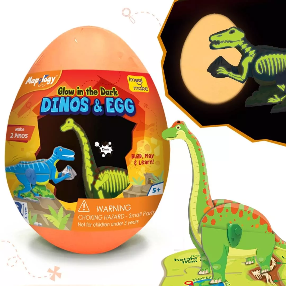 Imagimake Mapology Glow In The Dark Dinos And Egg Imagimake Mapology Glow In The Dark Dinos And Egg | 3D Dinosaur Puzzle For Kids | Build And Play With Glowing Dinosaur Toys.| 5+Year Imagimake Mapology Glow In The Dark Dinos And Egg | 3D Dinosaur Puzzle For Kids | Build And Play With Glowing Dinosaur Toys.| 5+Year