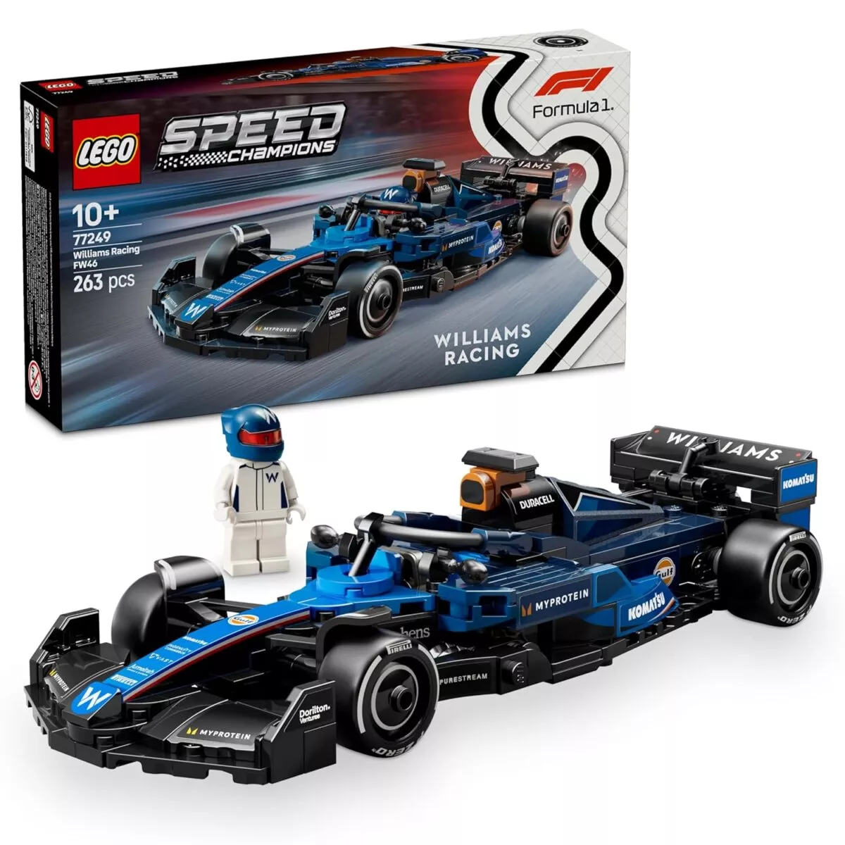 Lego Speed Champions Williams Racing FW46 F1 Race Car Vehicle Set 77249 Building Blocks Toys for Kids | 10 Years+