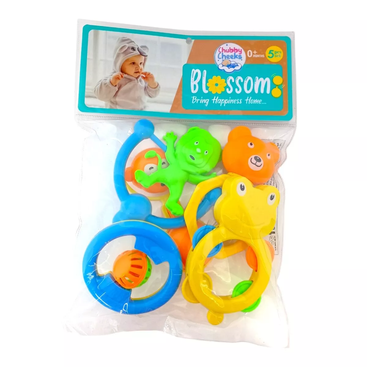 Sunny Chubby Cheeks Blossom Rattle 5pcs Set For Kids | (Color and Print May Vary).