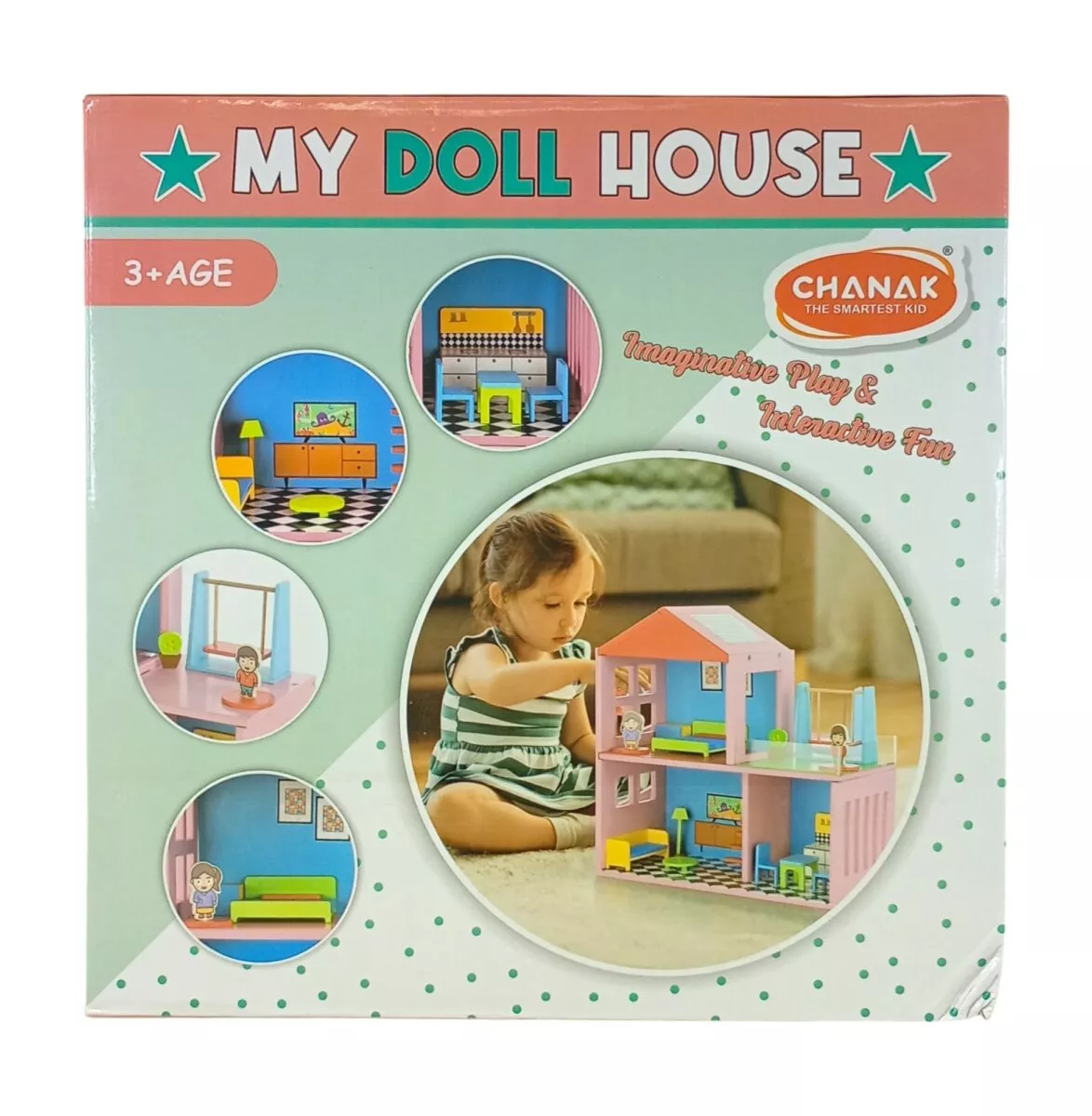 Chanak Wooden My Doll House | 16 Pieces Pretend and Play Doll House for Kids | 3+ Years.