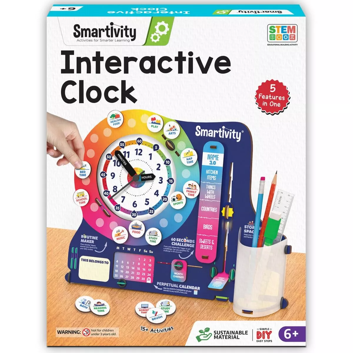Smartivity DIY Interactive Clock with Stationary Organizer | STEM Learning and Creative Fun For Kids | 6+ Years