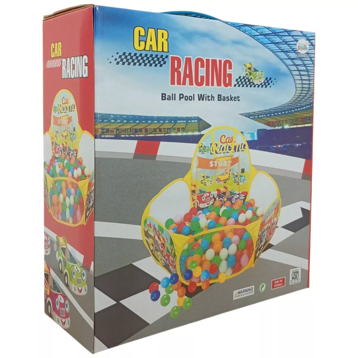 Balak Car Racing Theme Ball Pool Tent for kids, Balak Car Racing Theme Ball Pool Tent indoor playhouse, Balak Car Racing Theme Ball Pool Tent toddler ball pit, Balak Car Racing Theme Ball Pool Tent with basketball hoop