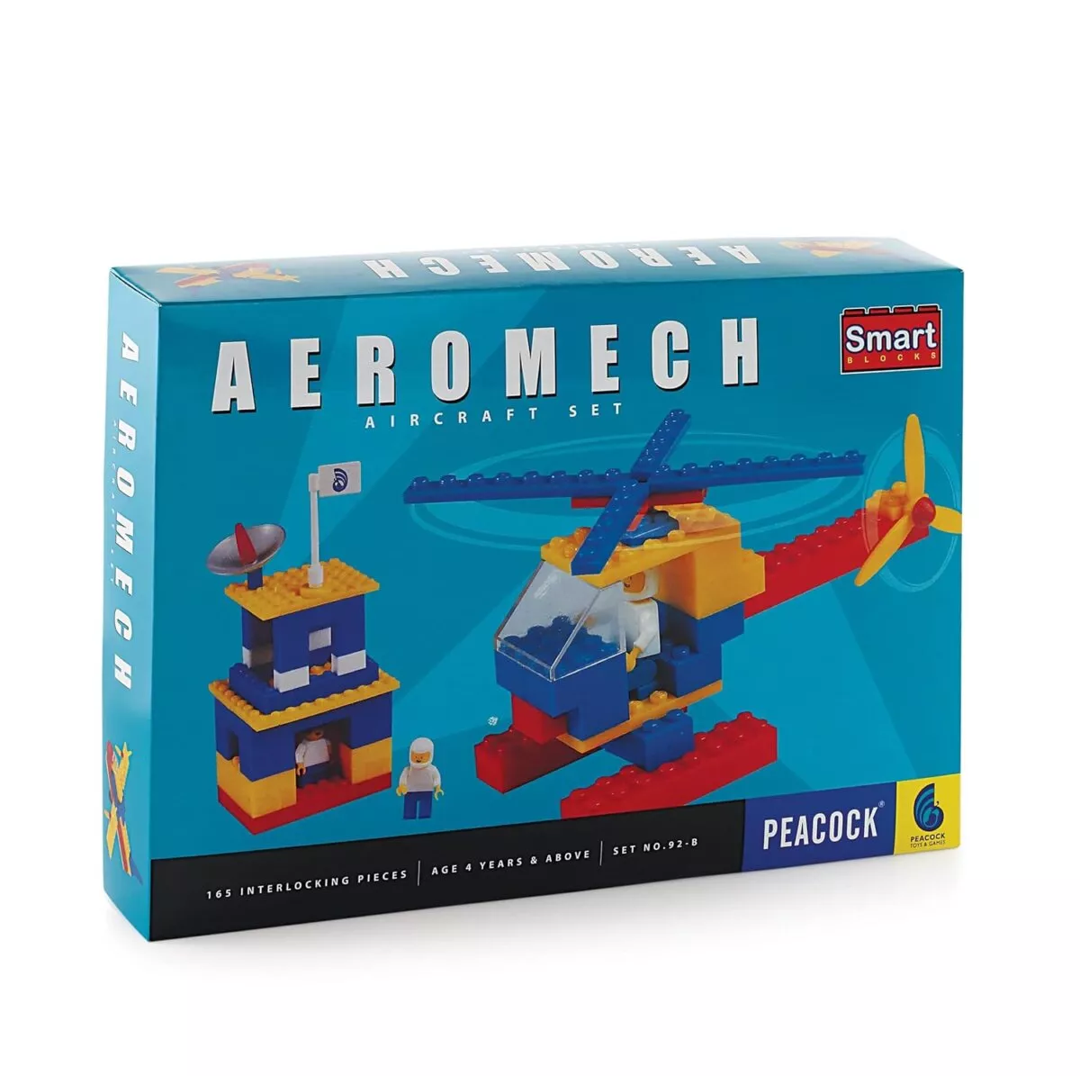 Peacock Smart Blocks Aeromech Aircraft Interlocking Set For Kids | 165 Pcs | 4+ Years