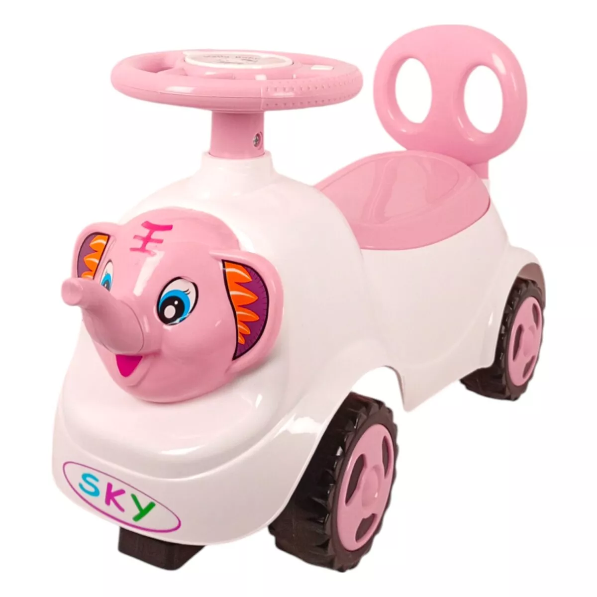 Sky Toys Elephant Stylish Design Face Ride On | Musical And Lightning Steering | Cute And Kid Friendly Ride On For Kids | 12+ Months