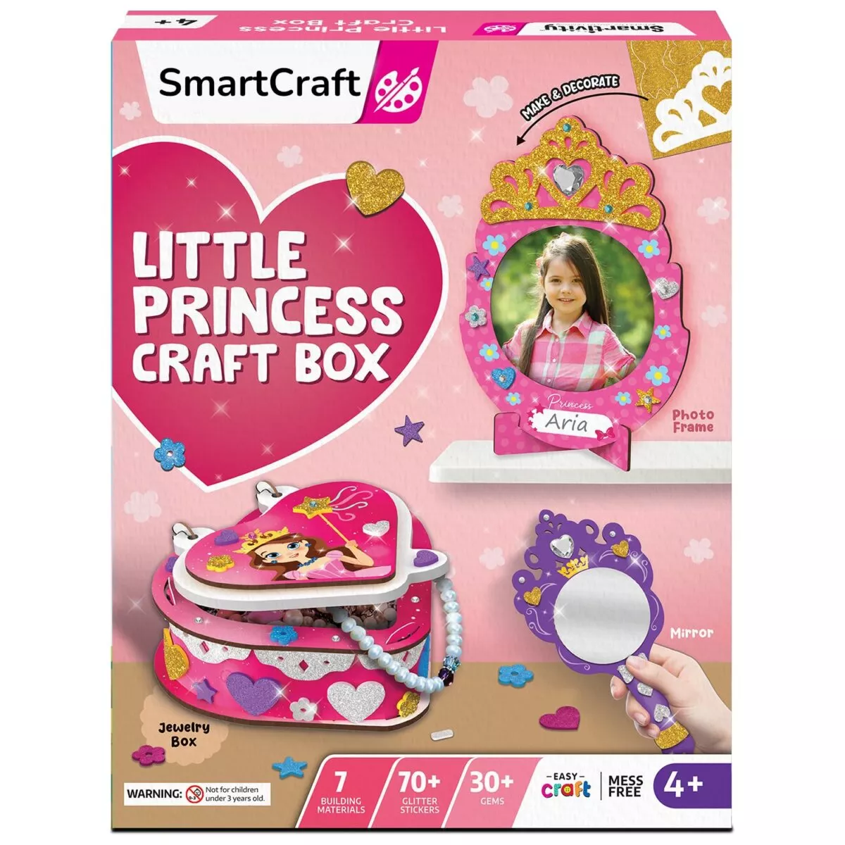 Smartivity Little Princess Craft Box | DIY Art and Craft Kit to Make Jewelry Box, Mirror and Frame Kit For Kids | 4+ Years