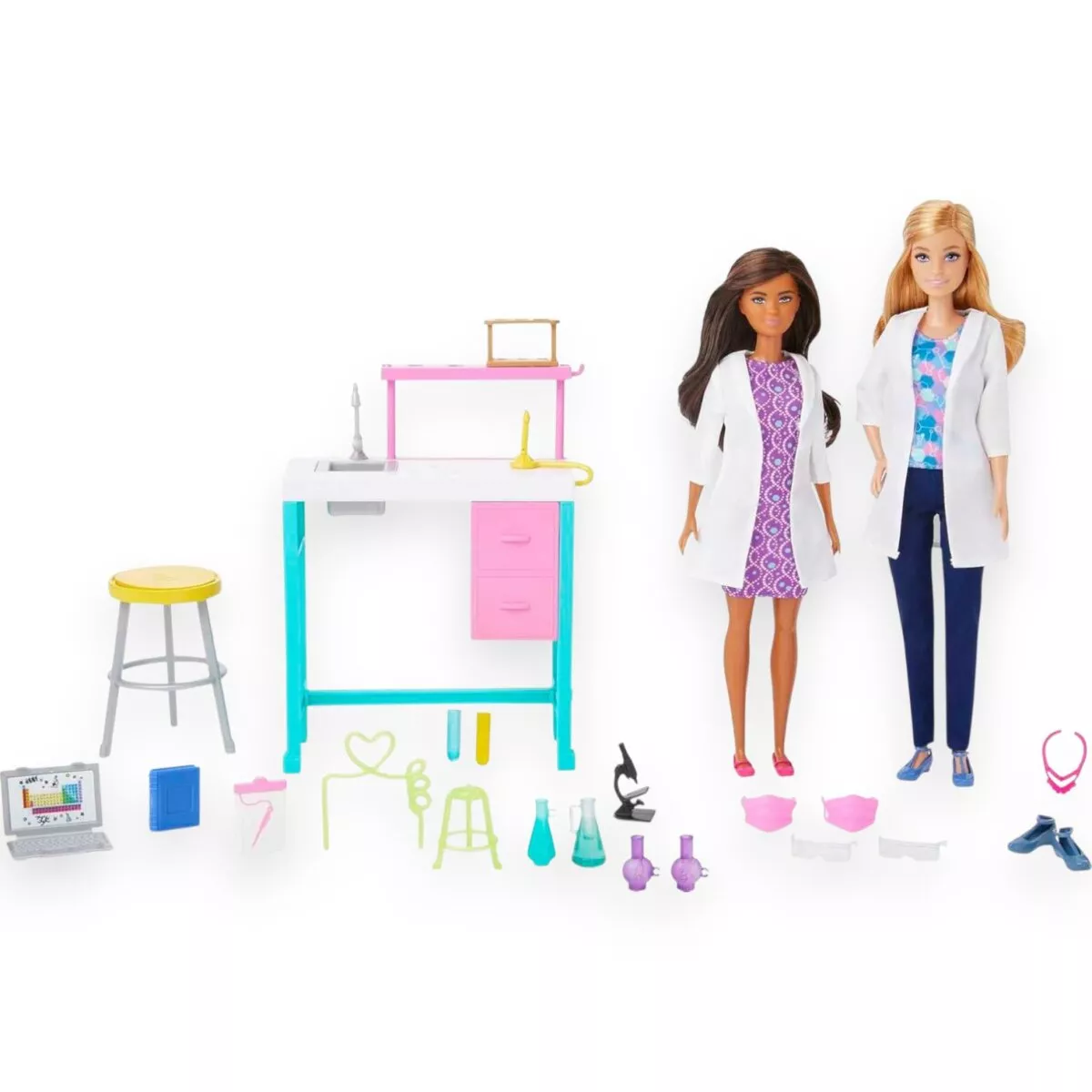 Mattel Barbie Science Lab Playset with 2 Dolls | Lab Bench and 10+ Accessories | Inspiring Young Minds Through Scientific Discovery | 3+ Years.