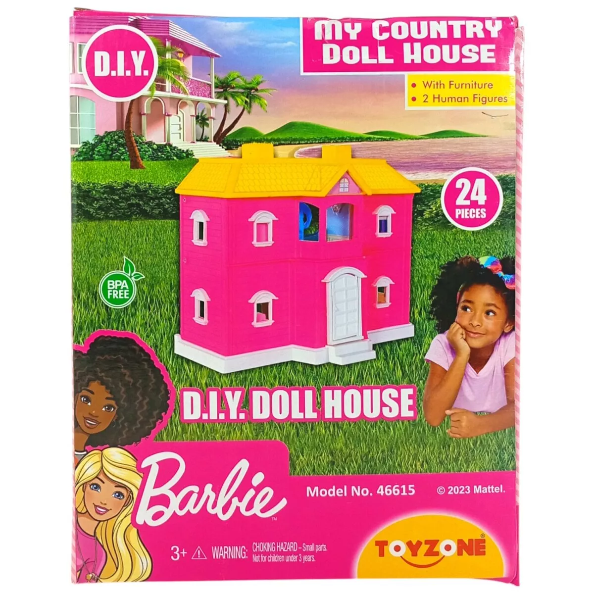 Toy Zone Barbie DIY My Country Doll House With Furniture And 2 Human Figures | 24 Pieces For Kids | 3+Years