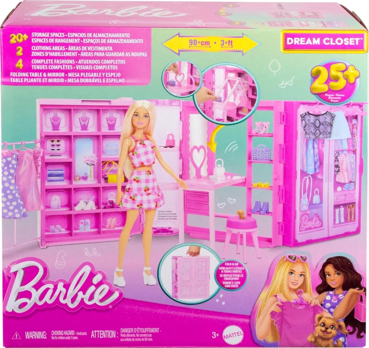 Barbie Dream Closet Playset Toy with Clothes, Barbie Dream Closet Playset Toy with Accessories, Barbie Dream Closet 25 Pieces, Barbie Dream Closet Fashion Looks, Barbie Dream Closet Dress-Up Toy, Barbie Dream Closet Toy for Kids