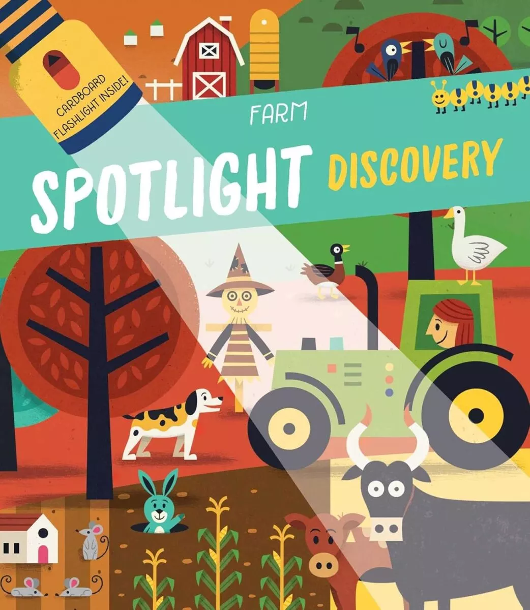 Farm Spotlight Discovery Cardboard Torch Inside! Book For Kids | 3+Years