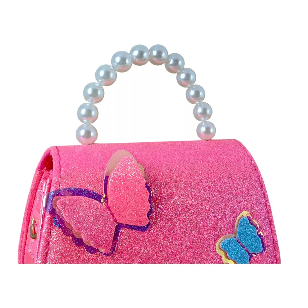 Girls Glitter Sling Purse With Butterfly Motifs Pearl Handle With Magnetic Lock For Girls 3 Year 12 Girls' Glitter Sling Purse With Butterfly Motifs, Pearl Handle With Magnetic Lock, For Girls | Ultimate Sparkle Fashion Bag For Kids Age 3+ Girls' Glitter Sling Purse With Butterfly Motifs, Pearl Handle With Magnetic Lock, For Girls | Ultimate Sparkle Fashion Bag For Kids Age 3+ Image 7