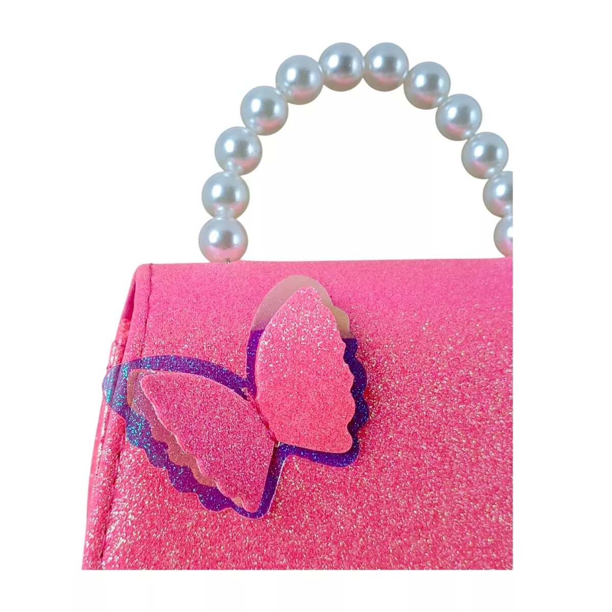 Girls Glitter Sling Purse With Butterfly Motifs Pearl Handle With Magnetic Lock For Girls 3 Year 14 Girls' Glitter Sling Purse With Butterfly Motifs, Pearl Handle With Magnetic Lock, For Girls | Ultimate Sparkle Fashion Bag For Kids Age 3+ Girls' Glitter Sling Purse With Butterfly Motifs, Pearl Handle With Magnetic Lock, For Girls | Ultimate Sparkle Fashion Bag For Kids Age 3+ Image 9