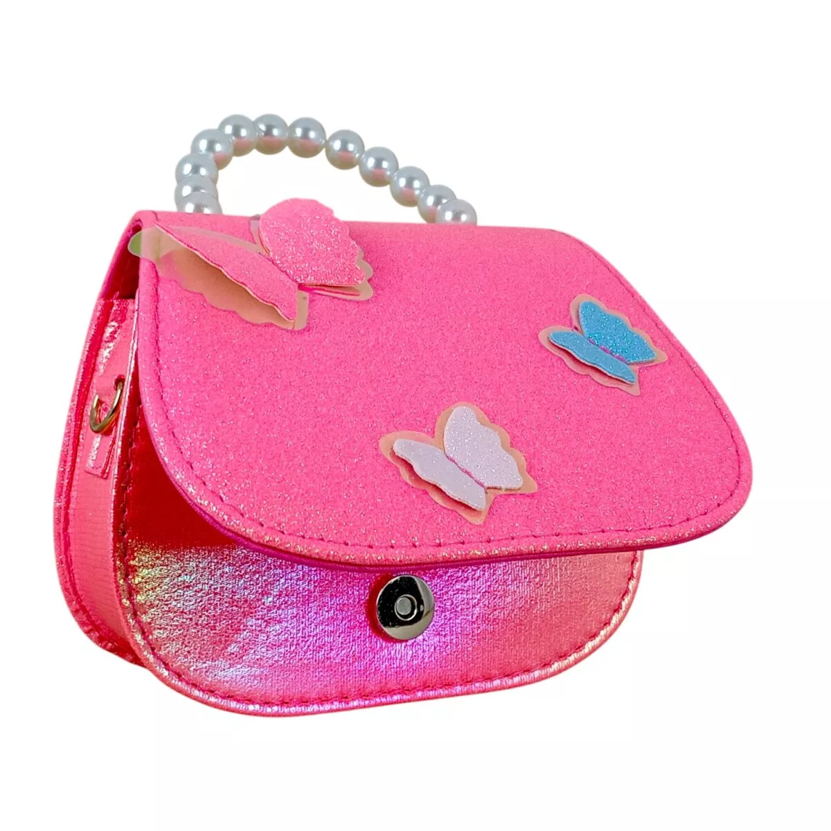 Girls Glitter Sling Purse With Butterfly Motifs Pearl Handle With Magnetic Lock For Girls 3 Year 17 Girls' Glitter Sling Purse With Butterfly Motifs, Pearl Handle With Magnetic Lock, For Girls | Ultimate Sparkle Fashion Bag For Kids Age 3+ Girls' Glitter Sling Purse With Butterfly Motifs, Pearl Handle With Magnetic Lock, For Girls | Ultimate Sparkle Fashion Bag For Kids Age 3+ Image 12