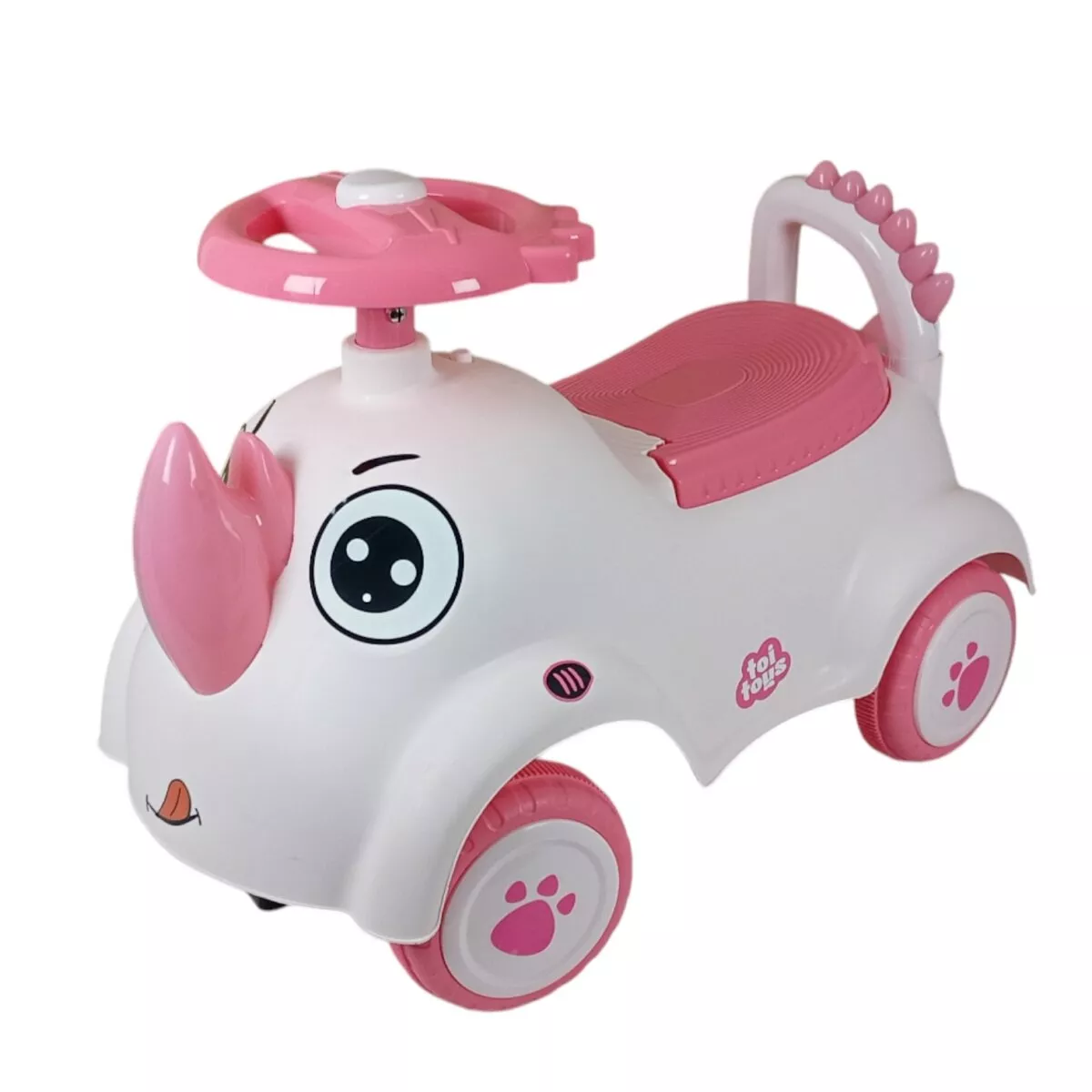 Rhino Shaped Fun Glider Ride-On Toy | Musical Push Car with Lights, Horn, and Steering | Sturdy Wheels, Spacious Seat and Smooth Ride 40+ kg Capacity | 12+ Months.