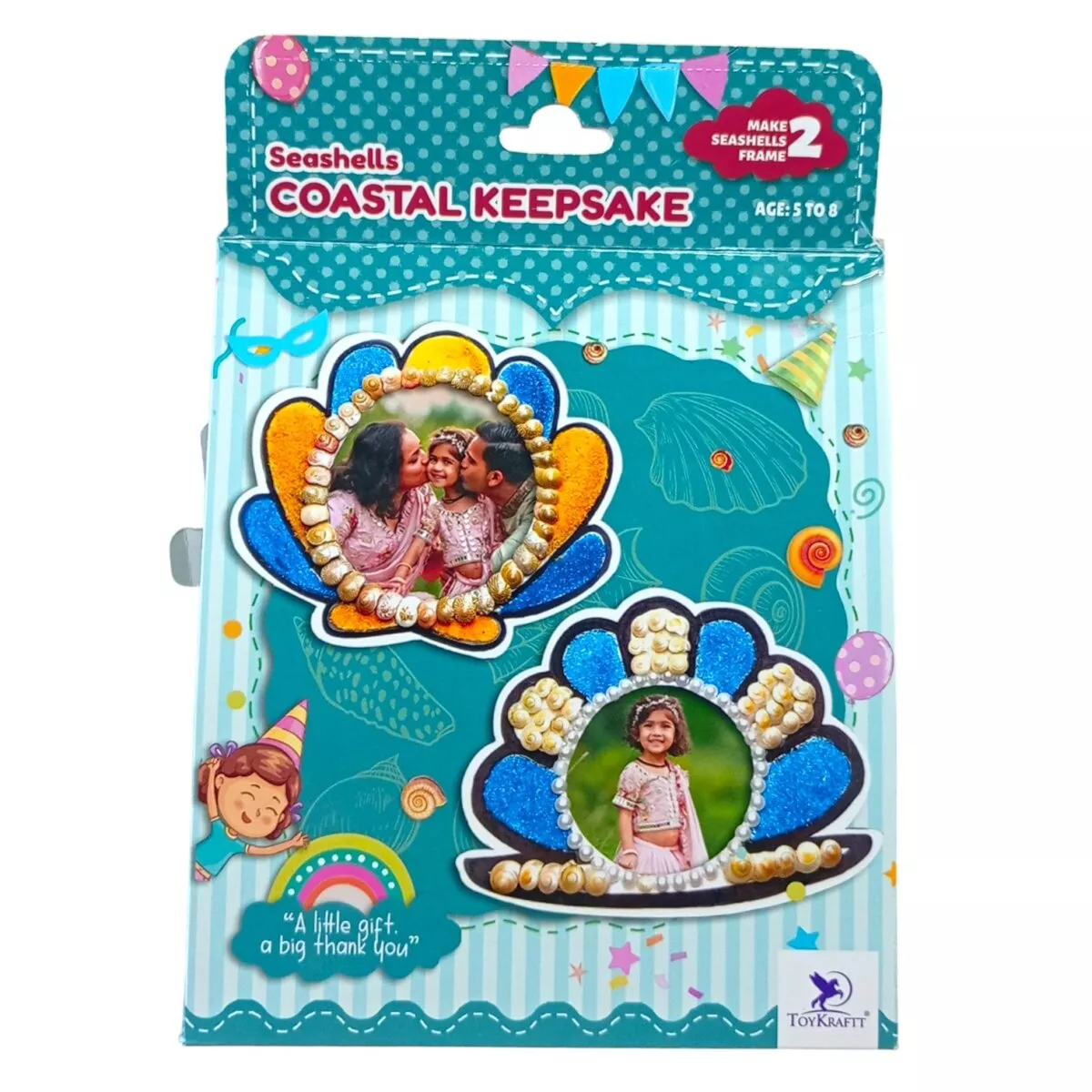 ToyKraftt SeaShells Coastal Keepsake | DIY Craft Kit for Kids | Create Beach-Themed Art with Real Seashells and Sand | Creative Art and Craft Activity | 5+ Years