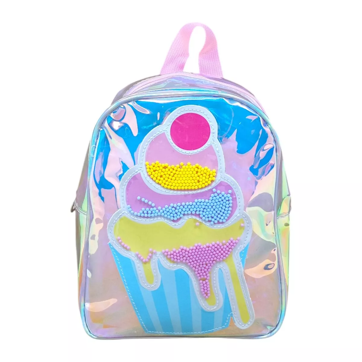 Holographic Cupcake Sequin Backpack | Stylish Kids Backpack with Sparkling Cupcake Design, Durable Build, and Water-Resistant Material | Trendy School and Travel Bag | 2+ Years